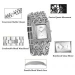 JewelryWe Womens Luxury Simple Square Dial Quartz Watch Rhinestone Gold Tone