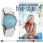 JewelryWe Men Women Watches Luxury Simple Shinny Starry Sky Watch Leather