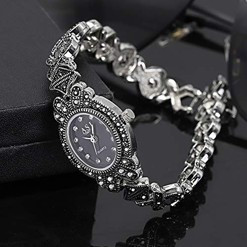 Black Rhinestone Gothic Punk Style Oval Dial Quartz Wrist Watches ...
