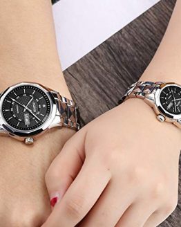 JSDUN His and Hers Tungsten Steel Sapphire Automatic Mechanical Couples