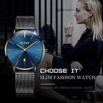 OLEVS Blue Inexpensive Watches for Women Waterproof Thin Couples Minimalist