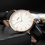 Mens Watch Ultra Thin Wrist Watches for Men Fashion Waterproof Dress Black