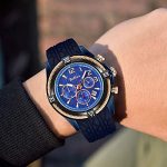 Mens Watches Analog Quartz Gold Black Silicone Strap Big Dial Wrist Watch