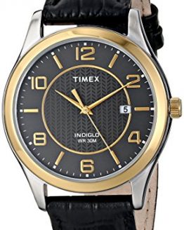 Timex Men's T2P4509J Main Street Dress Watch with Black Leather Band