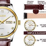 OLEVS Couples Watches Set for Men and Women with Retro Leather Band Brown