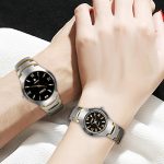 JewelryWe Men's Womens Wrist Watch Tungsten Carbide Calendar Quartz His