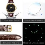 OLEVS Womens Wrist Watches Ladies Female Leather Band Brown Fashion Gold