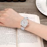 Top Plaza Womens Ladies Fashion Grey Leather Wrist Watch Elegant Simple