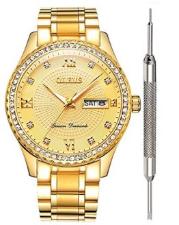 OLEVS Gold Watches for Men Waterproof Diamond Inexpensive Luxury Watches