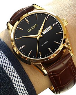 Day Date Watches for Men,Brown Leather Watch for Men,Men Dress Watches