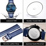 OLEVS Women's Watches for Ladies Female Wrist Watch Royal Blue Dial Leather