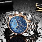 LIGE Mens Watches Steel Waterproof Full Steel Watch Business Silver Black