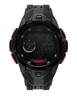 PUMA Men's Quartz Watch with Plastic Strap, Black