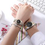 JewelryWe Luxury Couple Watches Gold-Silver Tone Stainless Steel Quartz Calendar