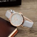 Top Plaza Womens Ladies Fashion Grey Leather Wrist Watch Elegant Simple