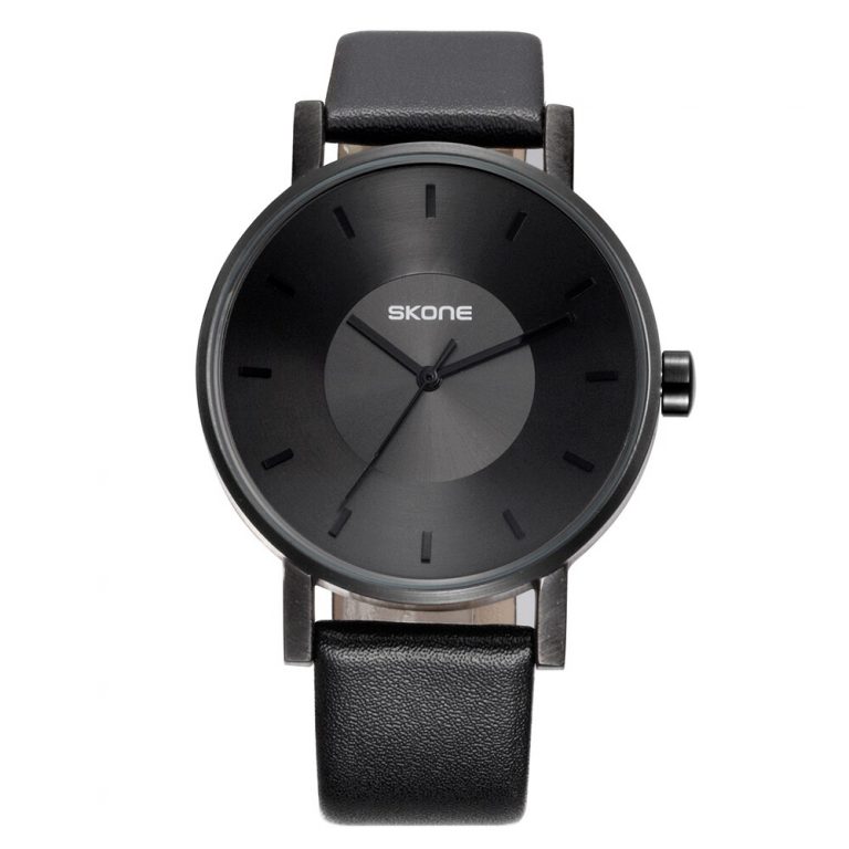 Casual Sport Clock Classical Black Quartz SKONE