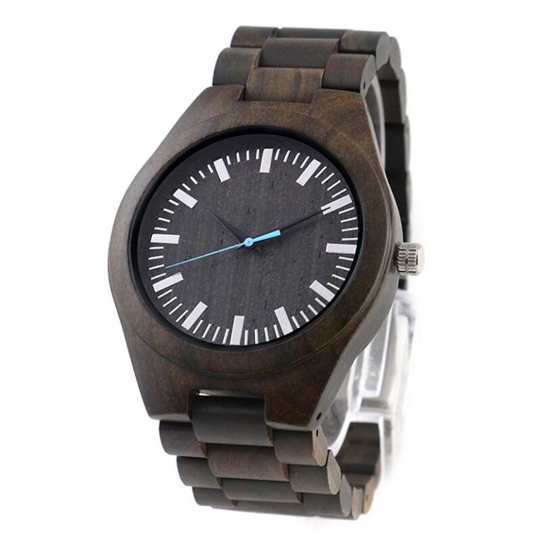 Male Quartz Ebony Wood Wrist Watch for Husband