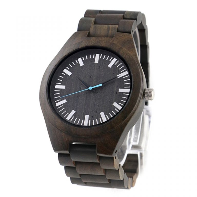 Male Quartz Ebony Wood Wrist Watch for Husband