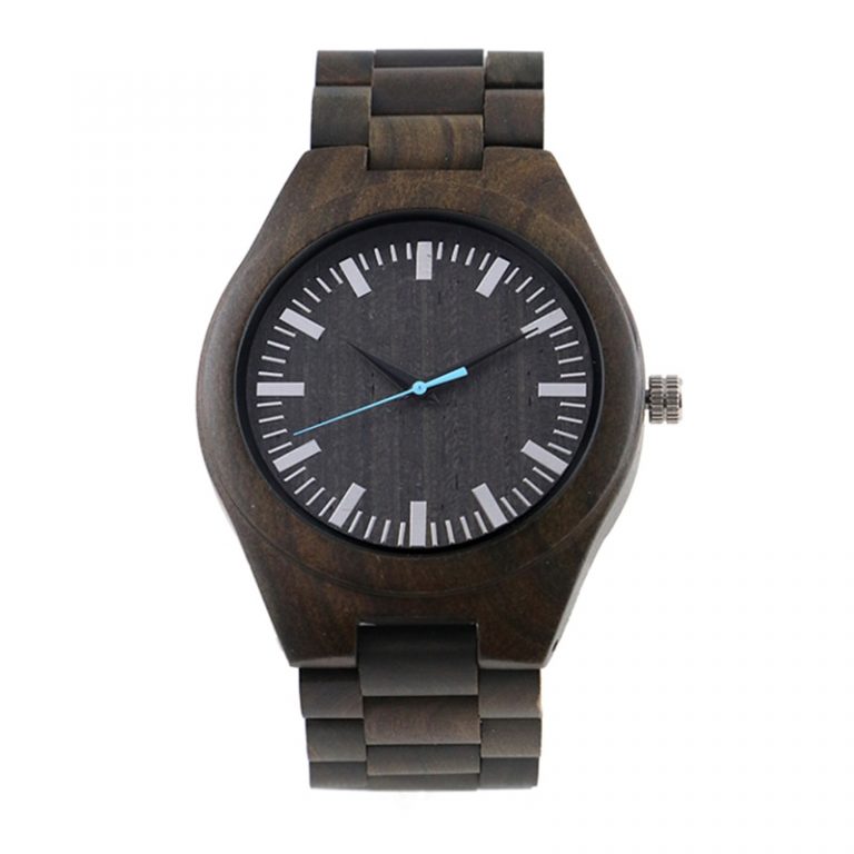 Male Quartz Ebony Wood Wrist Watch for Husband