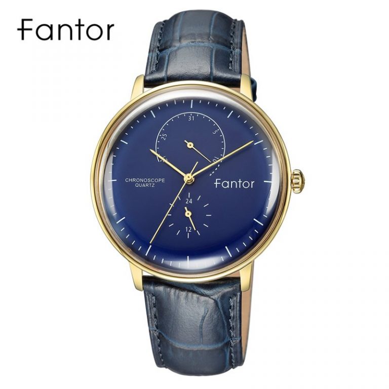 Classic Men Luxury Chronograph Blue Leather