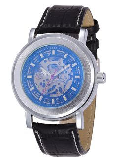 2017 SHENHUA Skeleton Mechanical Watch Automatic Men Classic Silver Leather Dress Mechanical Wrist Watches Reloj Hombre