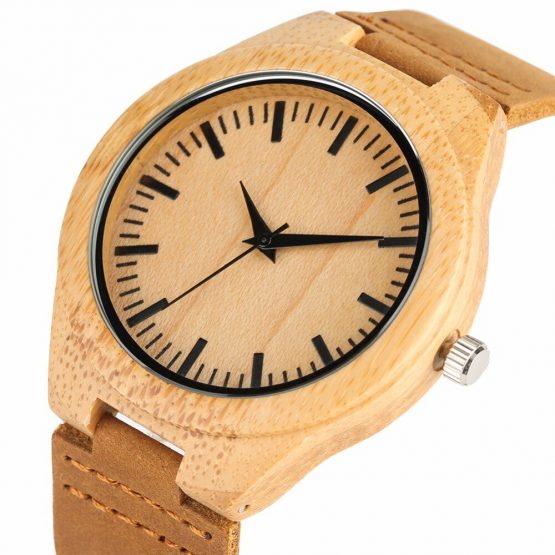 Bamboo Wooden Watches Genuine Leather Band