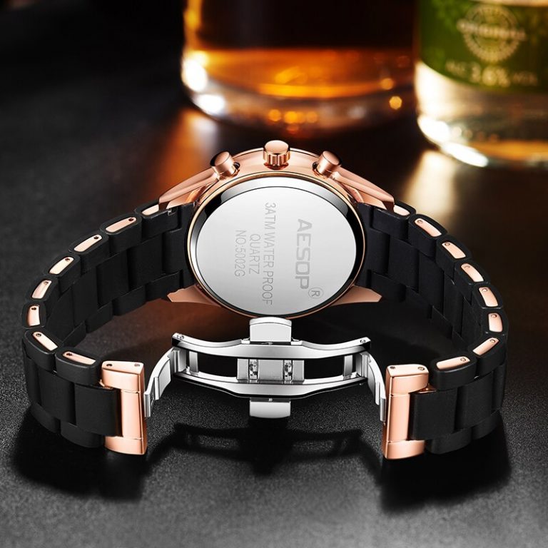 AESOP Men's Watches Top Brand Luxury Man Quartz Wristwatch Silicone & Alloy Band Male Clock Men Wrist Watch Relogio Masculino