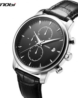 SINOBI Mens Wrist Watches Top Brand Luxury Leather
