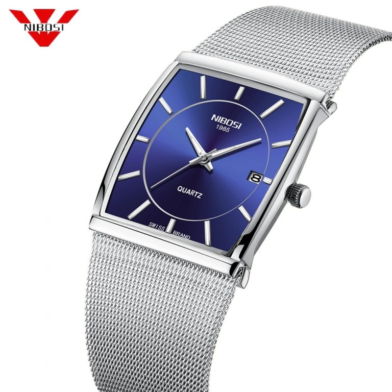NIBOSI Creative Brand Luxury Mens Square Quartz Watch