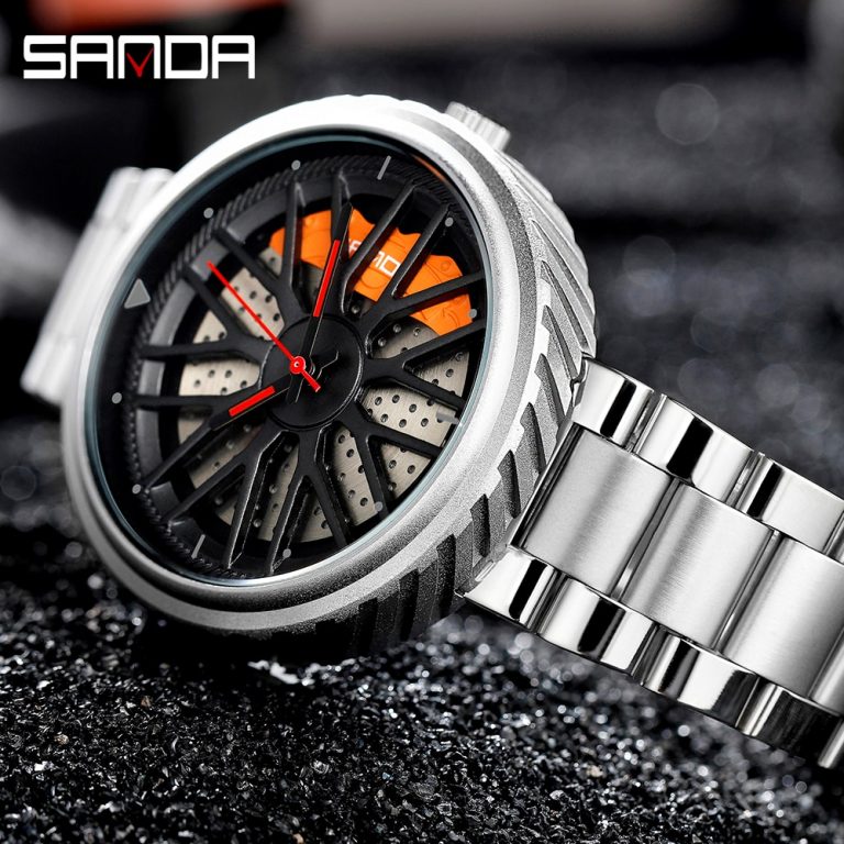 Watch Blue Skeleton Dial Sports Car Rim