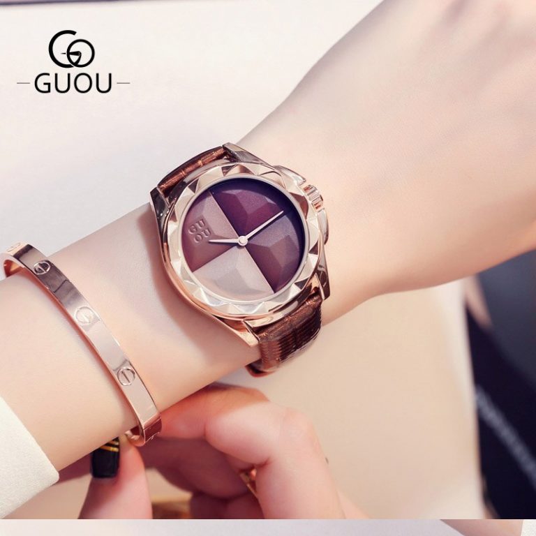 Women Watches Leather Quartz Ladies Watch Waterproof Fashion Casual GUOU New Clock Woman Wrist Watches For Women Montre Femme Women Watches Leather Quartz Ladies Watch Waterproof