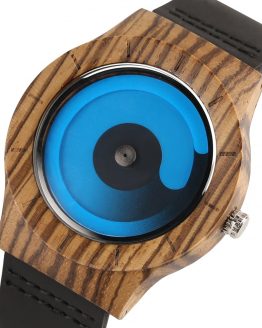 Wooden Watch Men Creative Swirl Dial Blue/Purple Casual