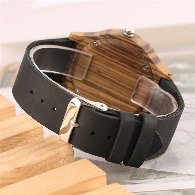 Wooden Watch Men Creative Swirl Dial Blue/Purple Casual