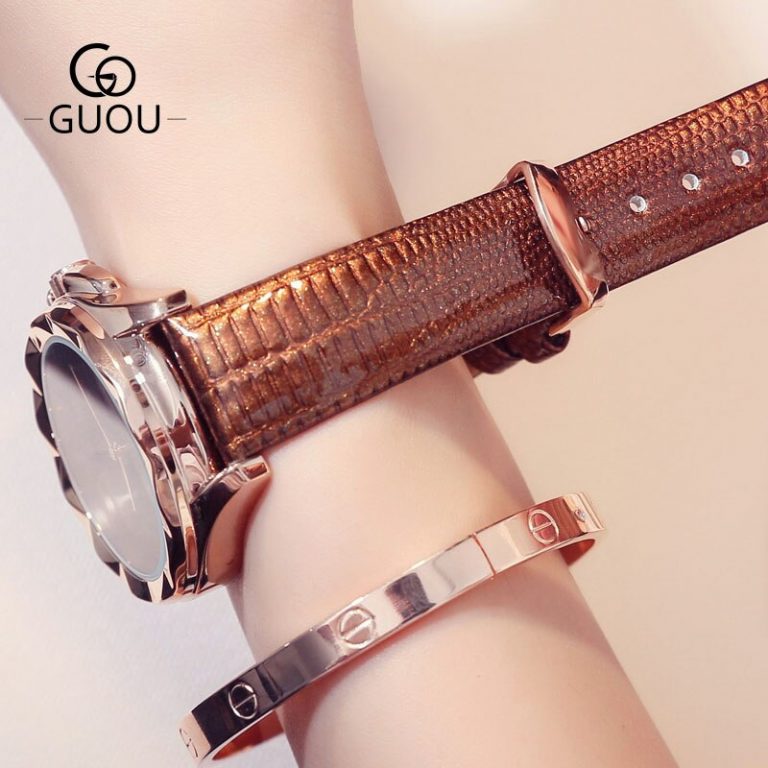 Women Watches Leather Quartz Ladies Watch Waterproof Fashion Casual GUOU New Clock Woman Wrist Watches For Women Montre Femme 4 Women Watches Leather Quartz Ladies Watch Waterproof