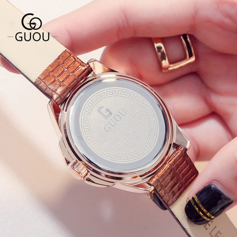 Women Watches Leather Quartz Ladies Watch Waterproof Fashion Casual GUOU New Clock Woman Wrist Watches For Women Montre Femme 3 Women Watches Leather Quartz Ladies Watch Waterproof