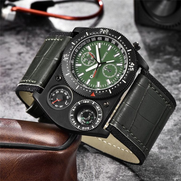 Oulm Men's Wrist Watches Unique Design Wide Leather Strap Male Quartz Clock Compass Decoration Man Watch New reloj hombre 3 Oulm Men’s Unique Design Wrist Watch – Large Quartz Movement with Wide Leather Strap & Compass Decoration