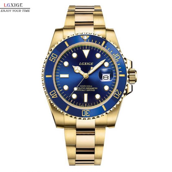 LGXIGE Brand Gold Mens Watches Top Brand Luxury Full Steel