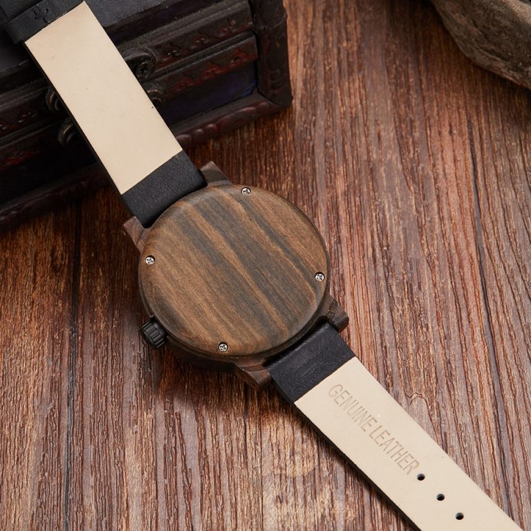 Wooden Watch Men Wrist Real Solid Natural Walnut