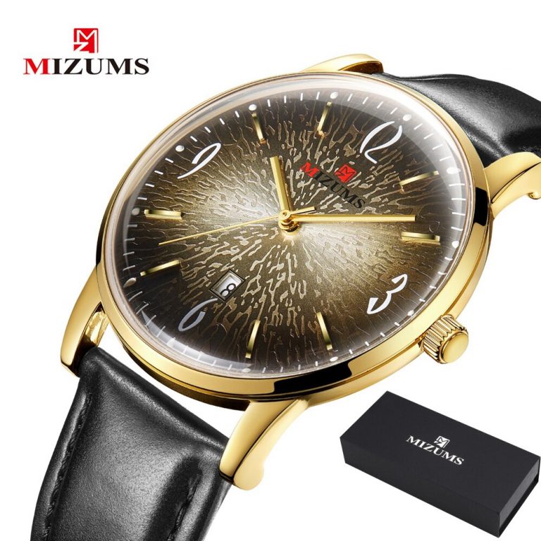 Vogue Black Leather Quartz Mens Wrist Watches Man