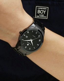 Full Steel Black Clock Man Wrist Watch Gifts Watch With Box 