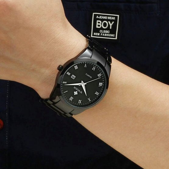 Full Steel Black Clock Man Wrist Watch Gifts Watch With Box 