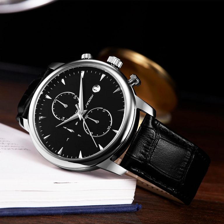 SINOBI Mens Wrist Watches Top Brand Luxury Leather