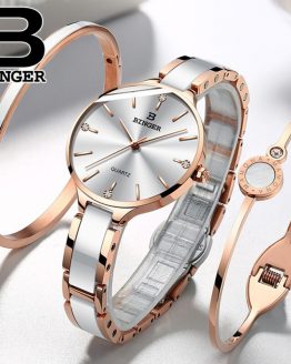 Switzerland BINGER Luxury Women Watch Brand Crystal