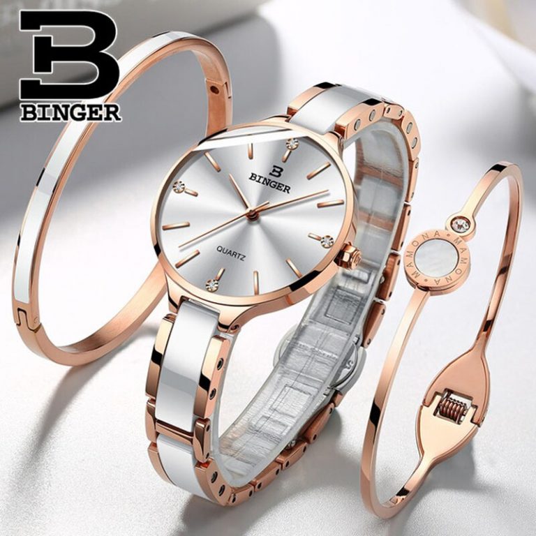 Switzerland BINGER Luxury Women Watch Brand Crystal