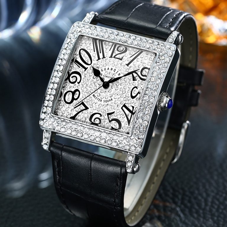 GUANQIN Square Case Watch Men Luxury 2018 Men's Wrist Watch Crystal Leather Band Quartz Watch Waterproof Male Clock Man Luxo 2 Timeless Elegance: Luxury Men’s Wrist Watch with Quartz Movement & Leather Band