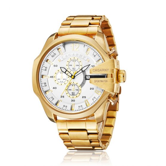 Watches Men Luxury Brand Cagarny Men Sports Watches Waterproof Gold Steel Quartz Men's Wrist Watch Relogio Masculino Male Clock