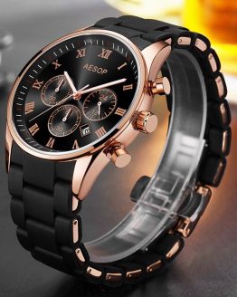 AESOP Men's Watches Top Brand Luxury Man Quartz Wristwatch Silicone & Alloy Band Male Clock Men Wrist Watch Relogio Masculino