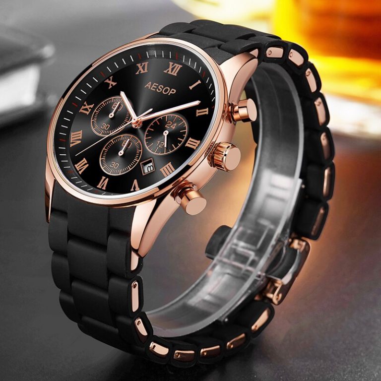 AESOP Men's Watches Top Brand Luxury Man Quartz Wristwatch Silicone & Alloy Band Male Clock Men Wrist Watch Relogio Masculino