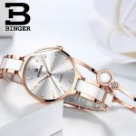 Switzerland BINGER Luxury Women Watch Brand Crystal