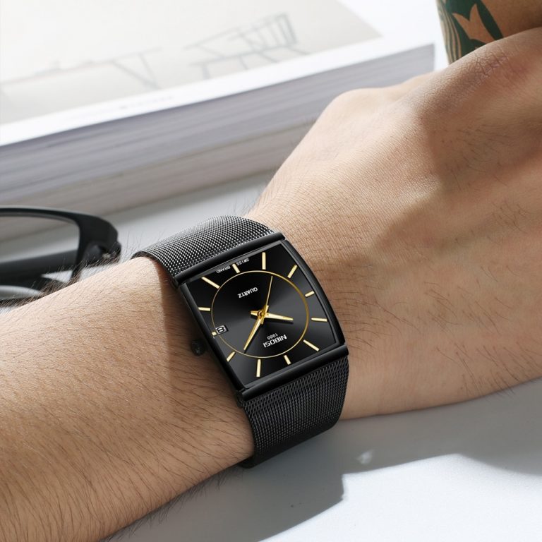 NIBOSI Creative Brand Luxury Mens Square Quartz Watch
